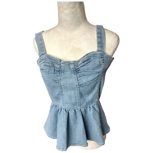 Diamond Supply Co. Light Blue Peplum Denim Top Size Small